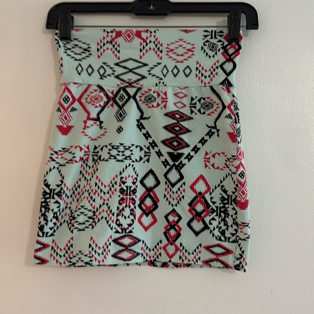 Women’s small aztec print pencil skirt, blue red‎ and black
